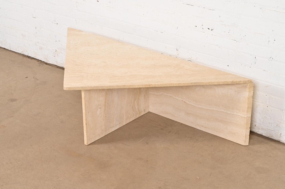 Modern Italian Travertine Triangular Coffee Table, Circa 1970s