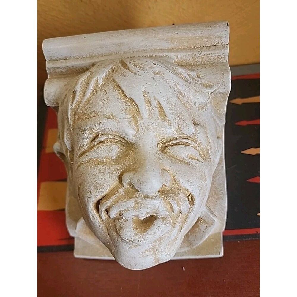 Antique Sandstone Old Monk Bracket Wall Plaque Statue