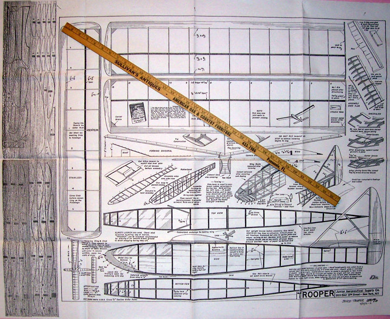 Jasco TROOPER GLIDER PLANS + PATTERNS in 100% & 150% Sizes Model Airplanes