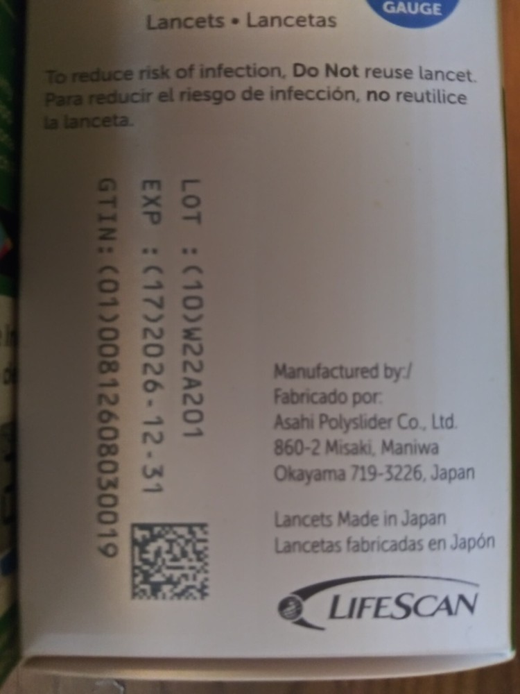 One Touch Verio Flex (Glucose Machine) 100 Test Strips, Lancets 100