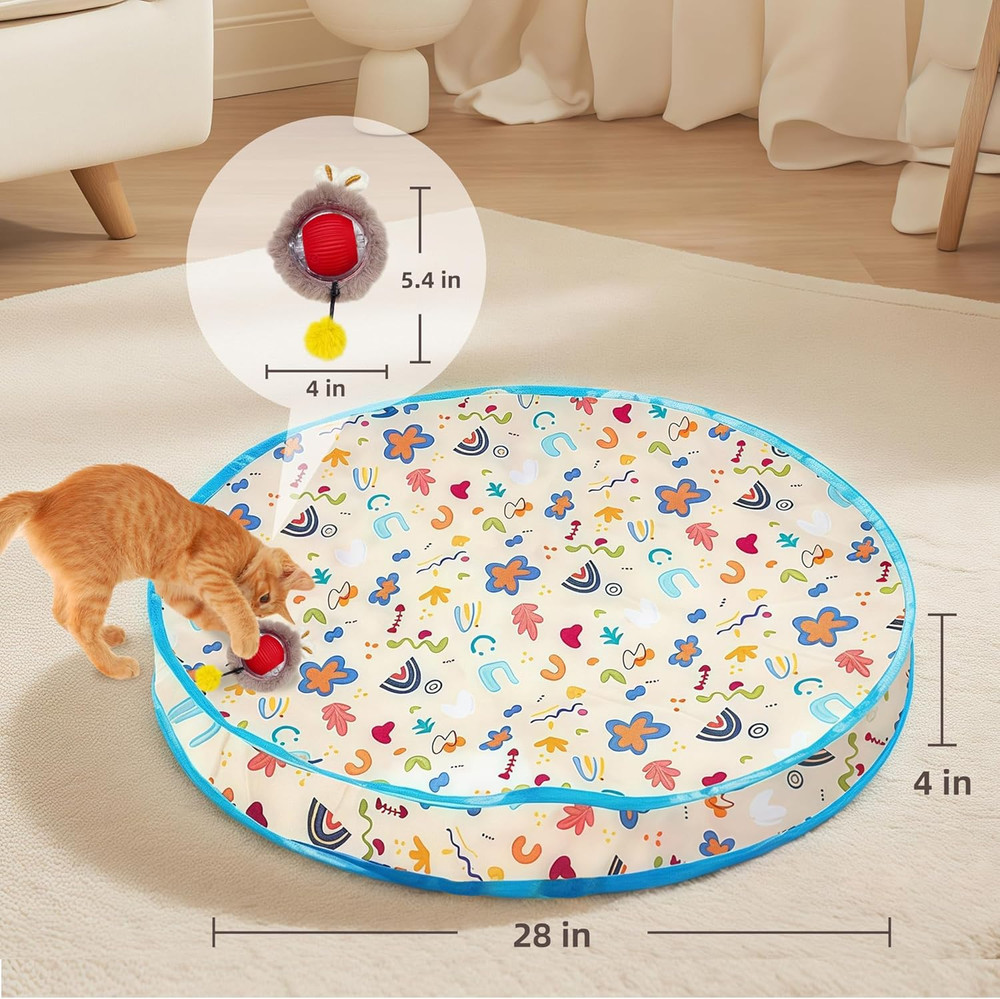 Interactive Cat Toys, Fast Rolling Ball in Play Mat, Automatic Motion Activated