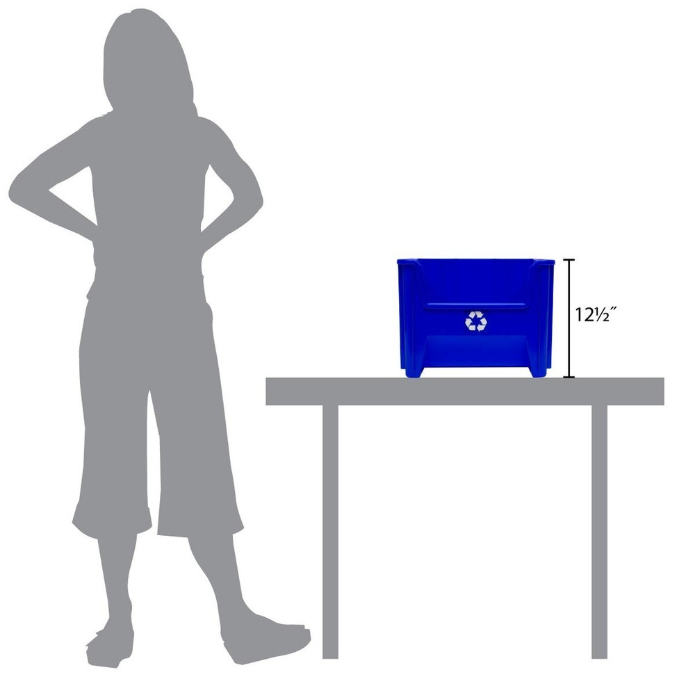 Commercial Industrial Heavy Duty Stackable Open-Front Recycling Bin Box Conta...