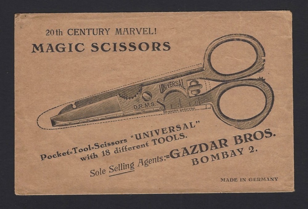 India advertisement envelope for MAGIC SCISSORS with instruction sheet
