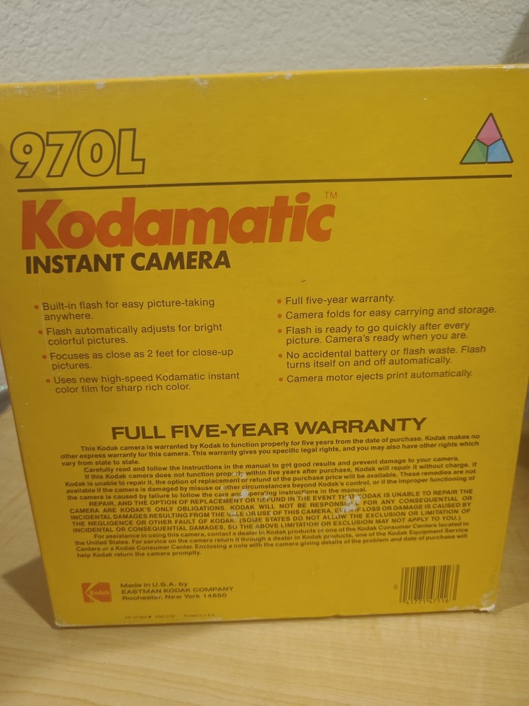 1982–1986 Kodamatic 970L Instant Camera Electronic Flash Untested Vintage