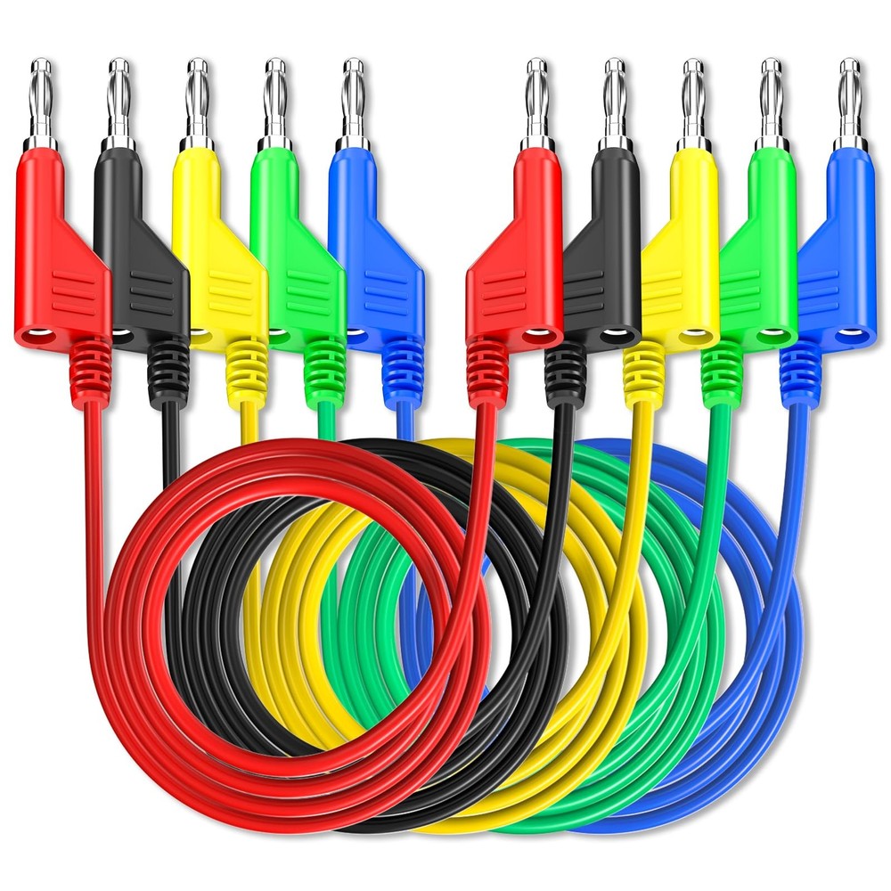 Goupchn 5PCS Stackable Banana to Banana Plug Test Leads Soft Electrical Test ...