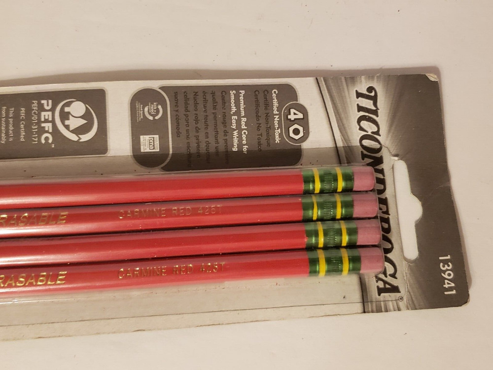 4-Pack Ticonderoga Red Erasable Checking Pencil NEW