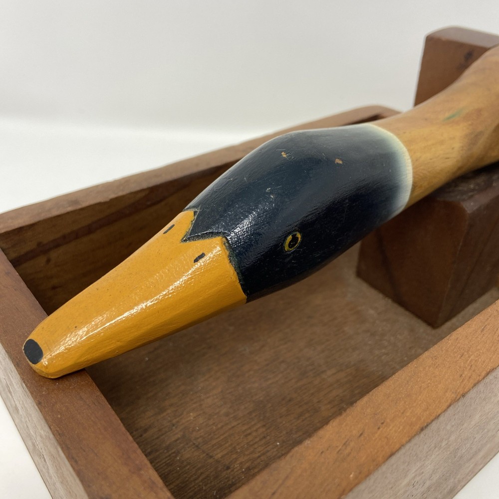 Vintage Wooden Home Decorative Mallard Duck Nutcracker Rustic Box