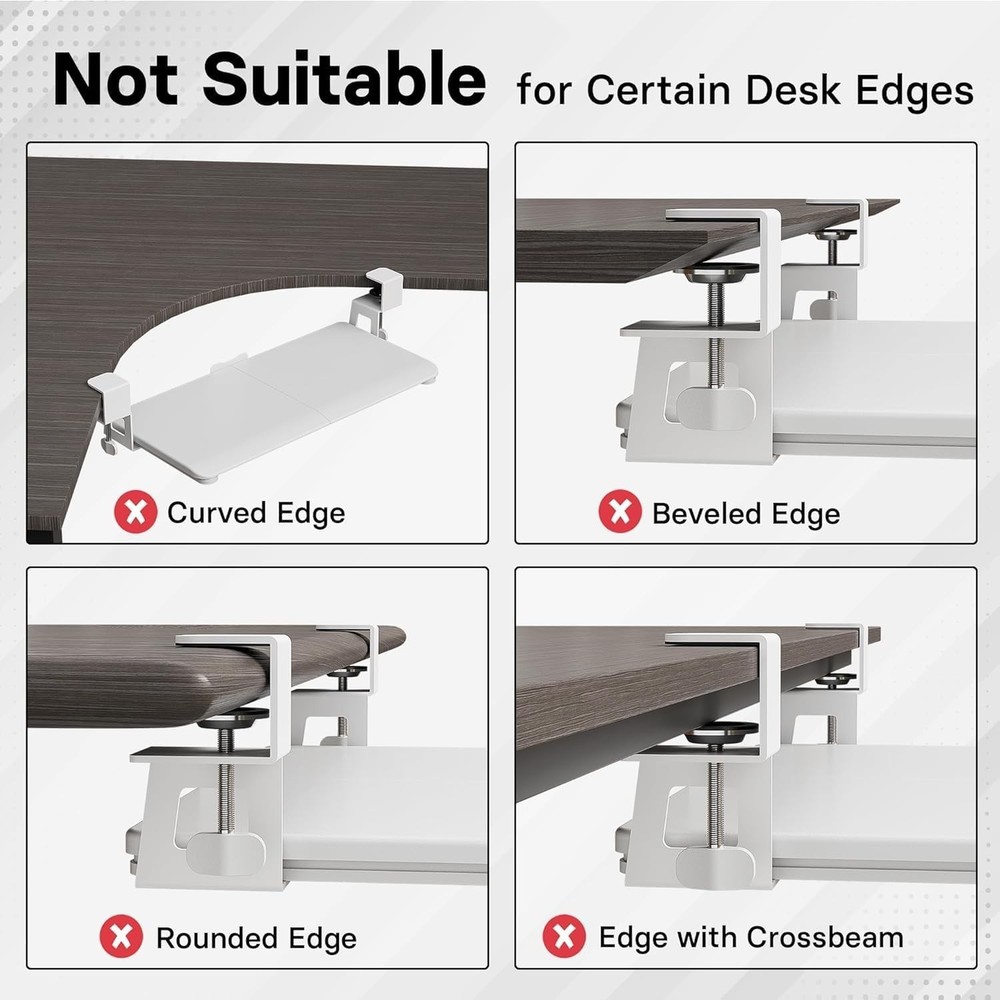 Under Desk Keyboard Tray, Pull-Out Keyboard & Mouse Platform with C-Clamp, 25...