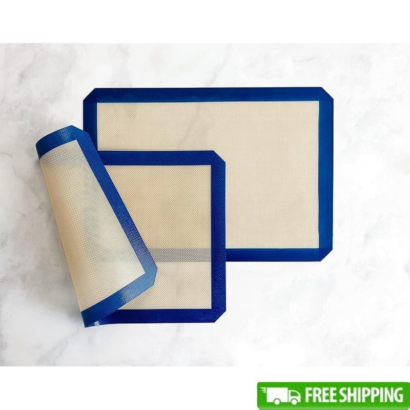 Nonstick Silicone Baking Mats Set 2 Reusable Oven Safe Half Sheet Baking Surface