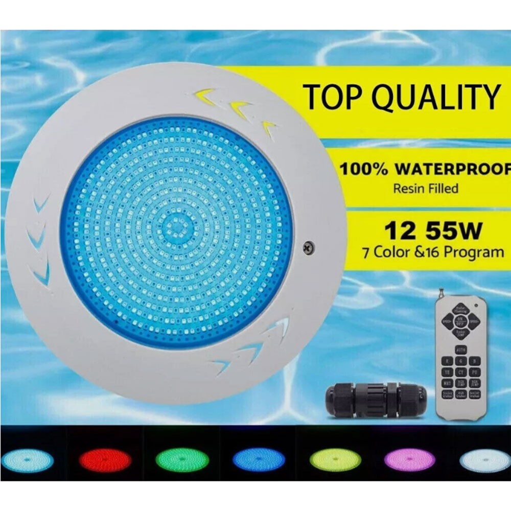 Remote Control Memory Function Resin Filled Swimming Pool LED Light 12V RGB