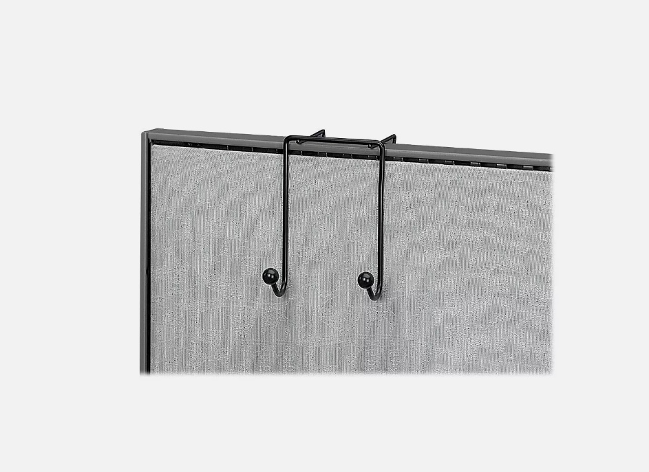 Fellowes Wire Partition Additions Plastic Double Coat Hook Black (75510) (Z12