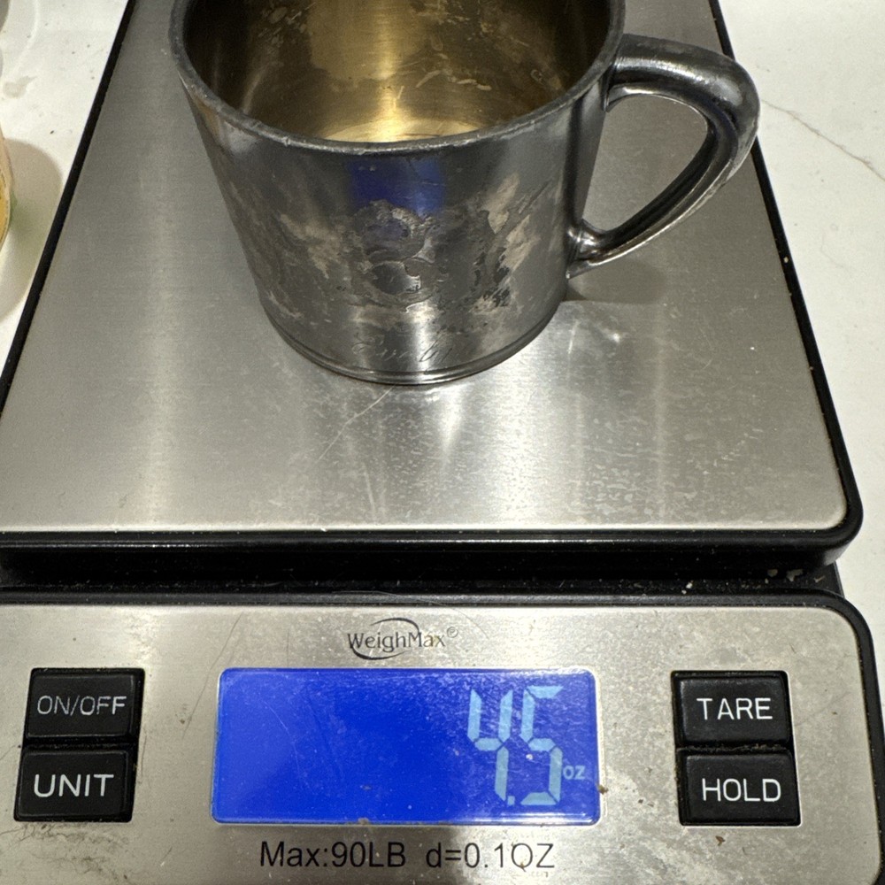 Engraved Reed & Barton Baby Silver Cup Gilt Plated