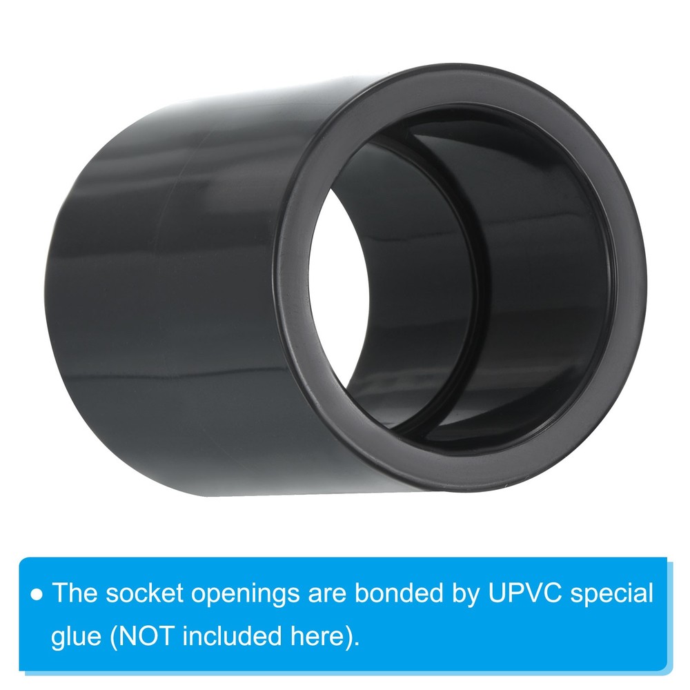 UPVC Pipe Fitting 25mm Socket, 6 Pack Straight Coupling, Dark Grey