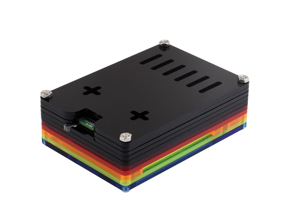 Waveshare Rainbow Acrylic Case For Raspberry Pi 5 Support Official Active Cooler