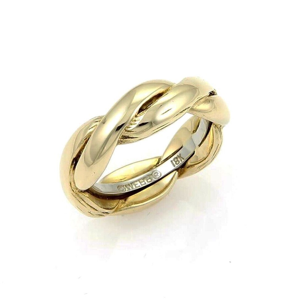David Webb Braided 18K Two-Tone Gold Band Ring Size 6