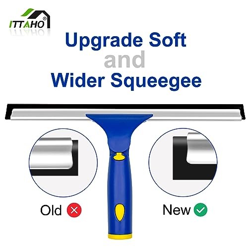 Squeegee for Window Cleaning,and 11" Microfiber Scrubber 12" Squeegee Blue