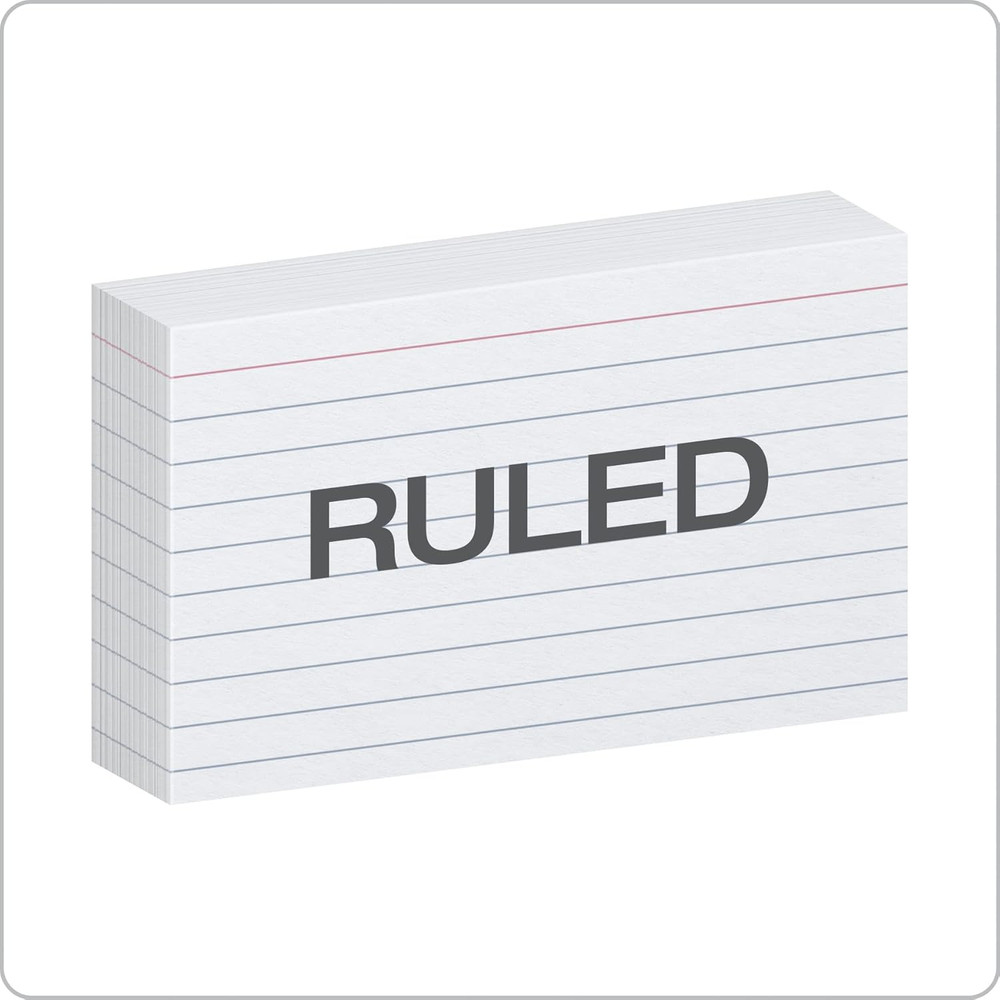500 Count 3x5 Index Cards White Lined Front Blank Back Flashcards for Study Note