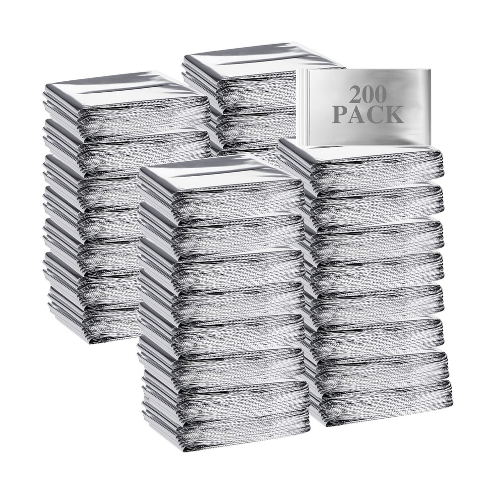 Emergency Blanket Bulk Mylar Survival Thermal Blankets Pack Silver Foil Refle...