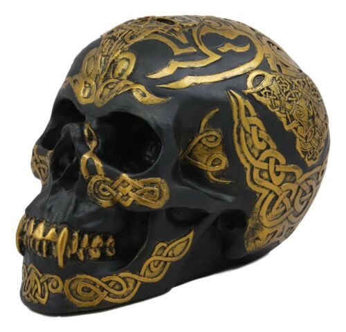 Ebros Celtic Tribal Knotwork Tattoo Black Ghost Vampire Skull Statue 7"L