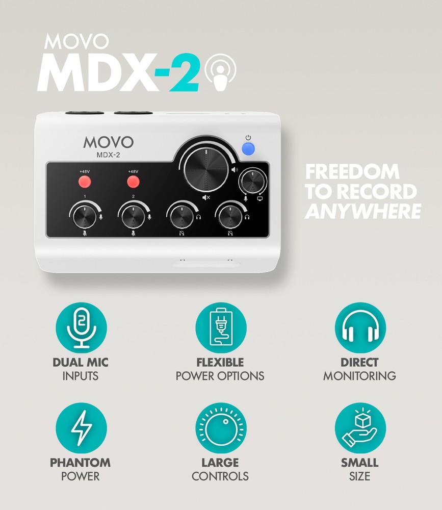 Movo MDX-2 Dual Channel Portable Audio Interface