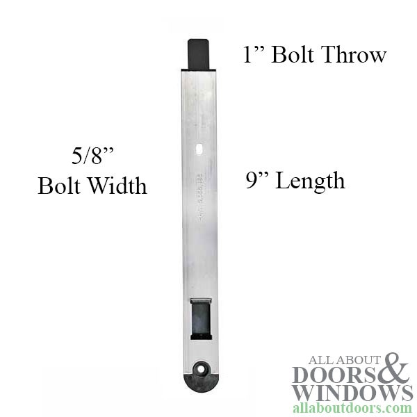 9" Magnum Flush Slide Bolt 1/4" Medium Profile 5/8" Tip