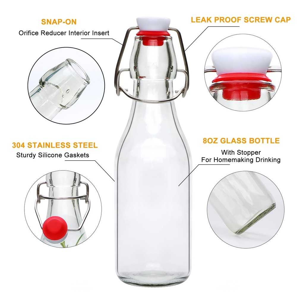8.5 Oz Shake Top Glass Bottles Beer Brewing Bottles With Stoppers For Secondary