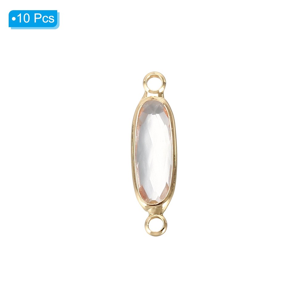 Birthstone Connector Link, 10Pcs Diamond Links, Round, White