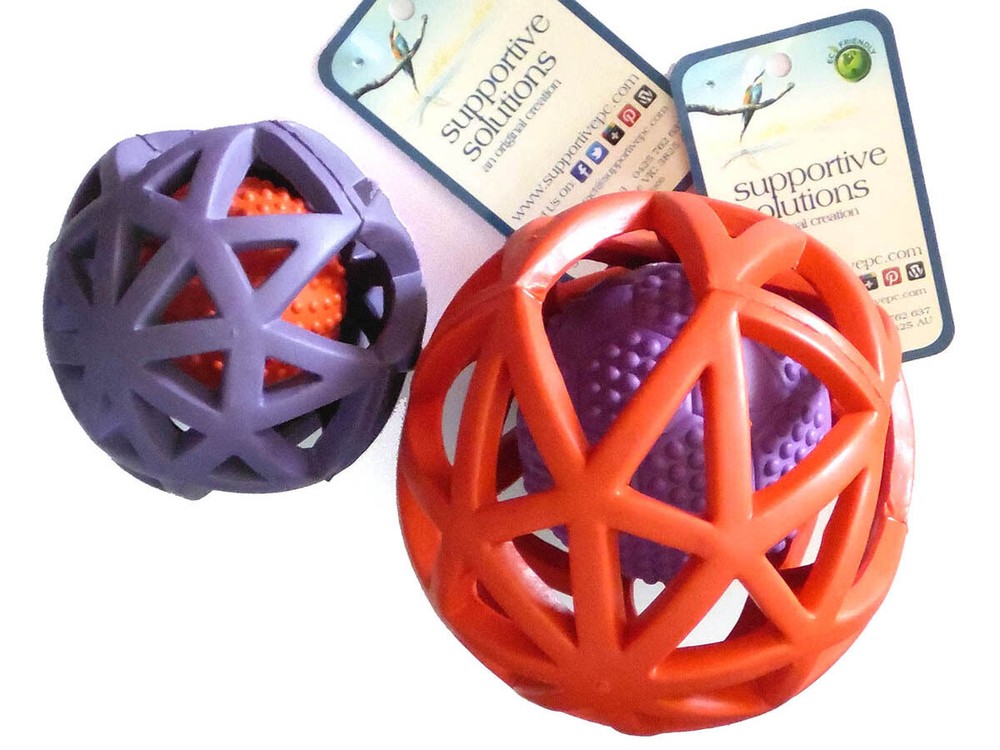Supportive Solutions Squeaky Combo Puzzle Ball - Two Sizes Rubber Squeaker