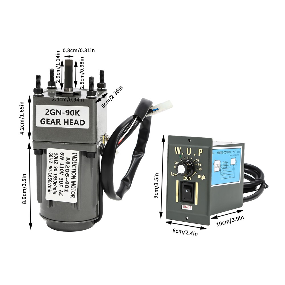 1 AC 110v Worm Gear Motor with 6w Power+ Variable Speed Reduction Controller