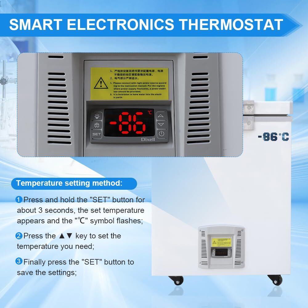 -86℃ 28L Ultra Low Temperature Freezer -112 ℉ Lab Deep Freezer Samples Store