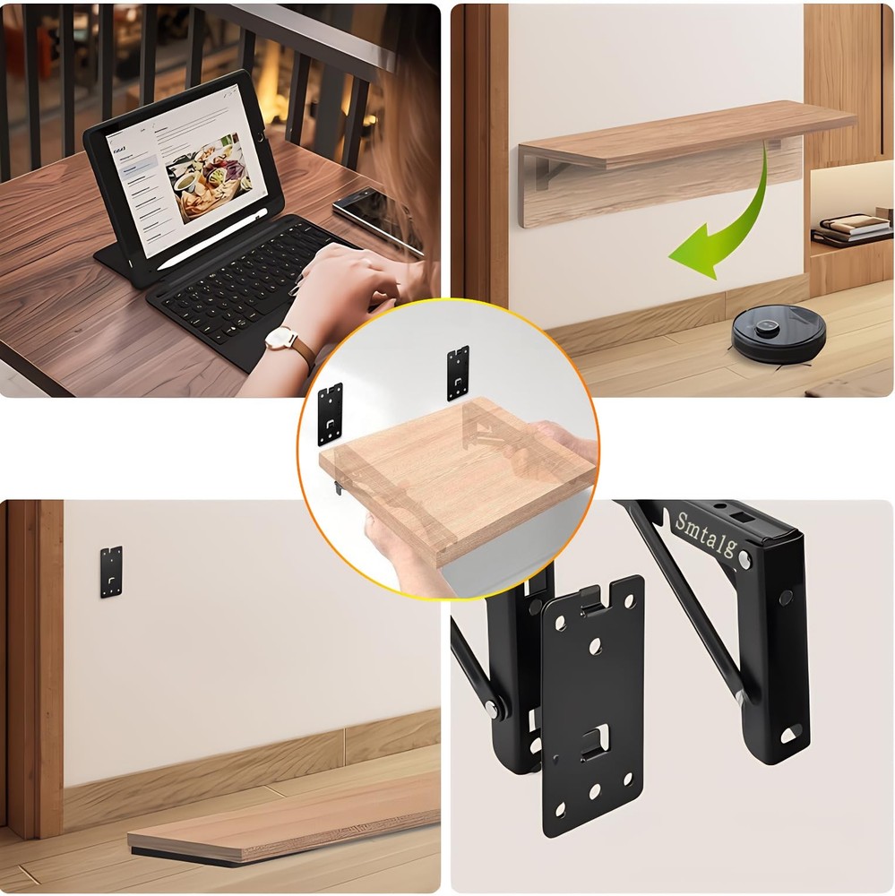 Folding Shelf Brackets，Detachable Folding Bracket，2 Pack Heavy Duty Wall Moun...