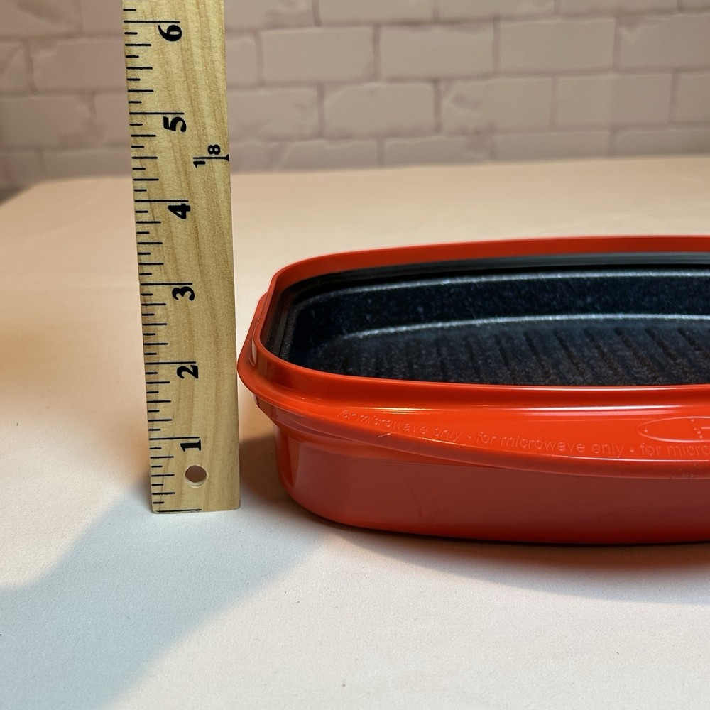 Range Mate Microhearth Orange Microwave Grill Pan & Lid Rectangular W/ Booklet