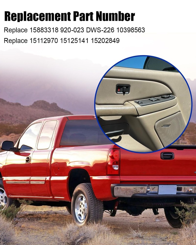 15883318 Master Power Window Switch w/Bezel Front Brown Replace 15883318