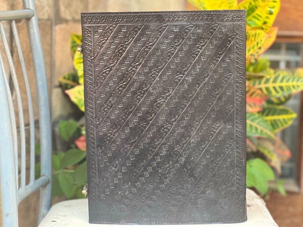 Extra Large 220 Page Black Leather Diary Leather Journal Unlined Perfect Gift