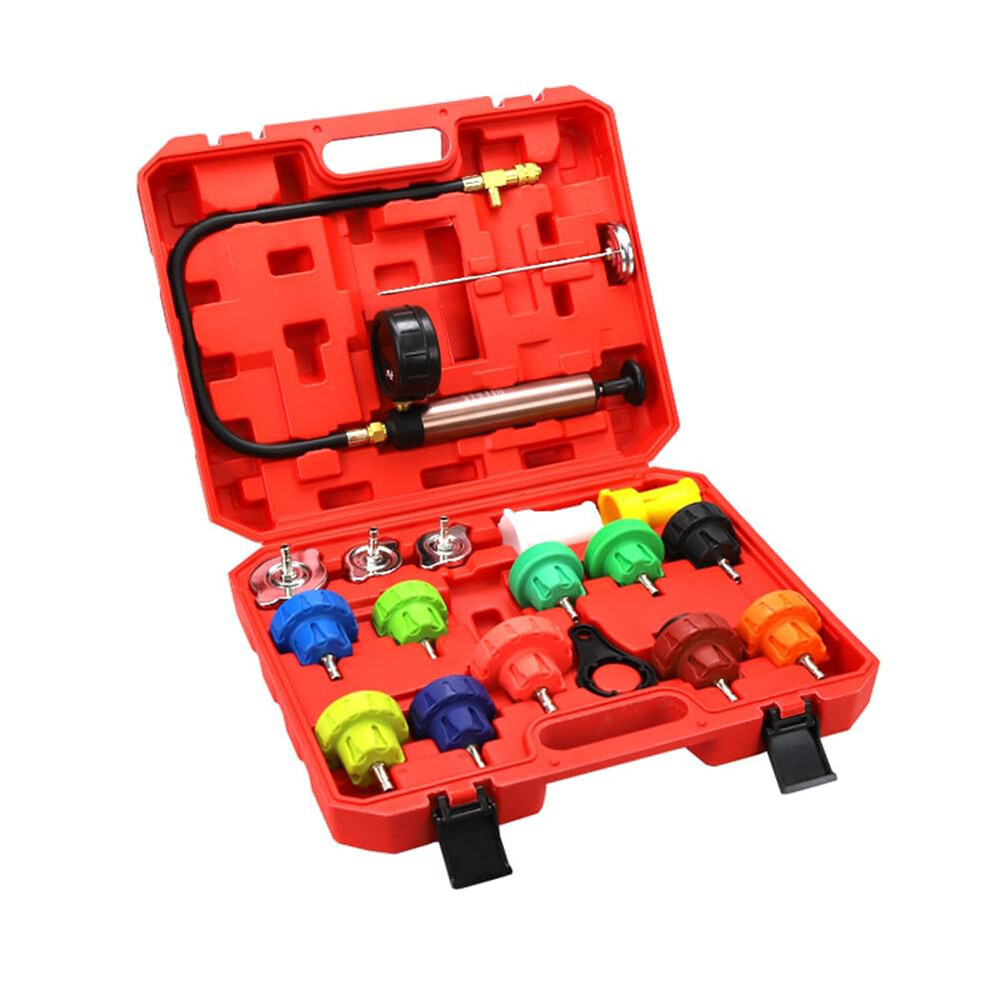 18Pcs Radiator Pump Pressure Leak Tester Detector Coolant System Test Tool Kit