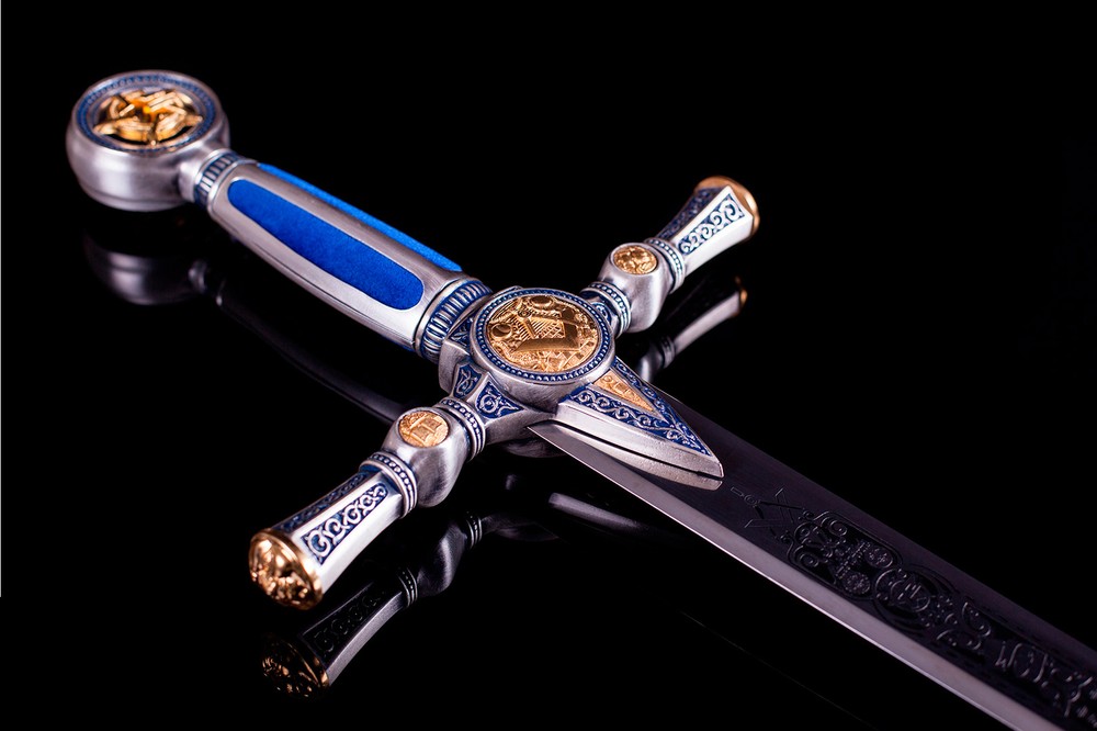 Blue enamelled silver Masonic Sword
