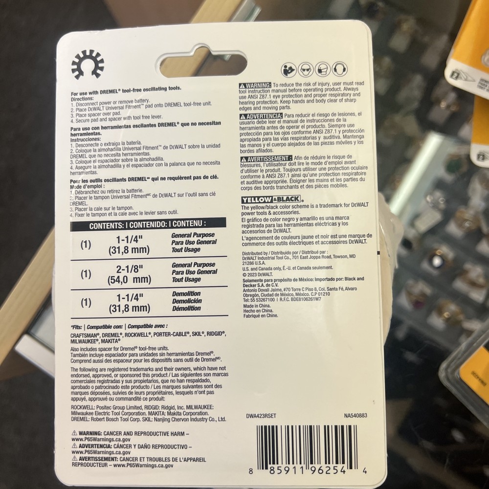 DEWALT 3-Pack Multiple Materials Oscillating Tool Blade Set DWA423RSET New