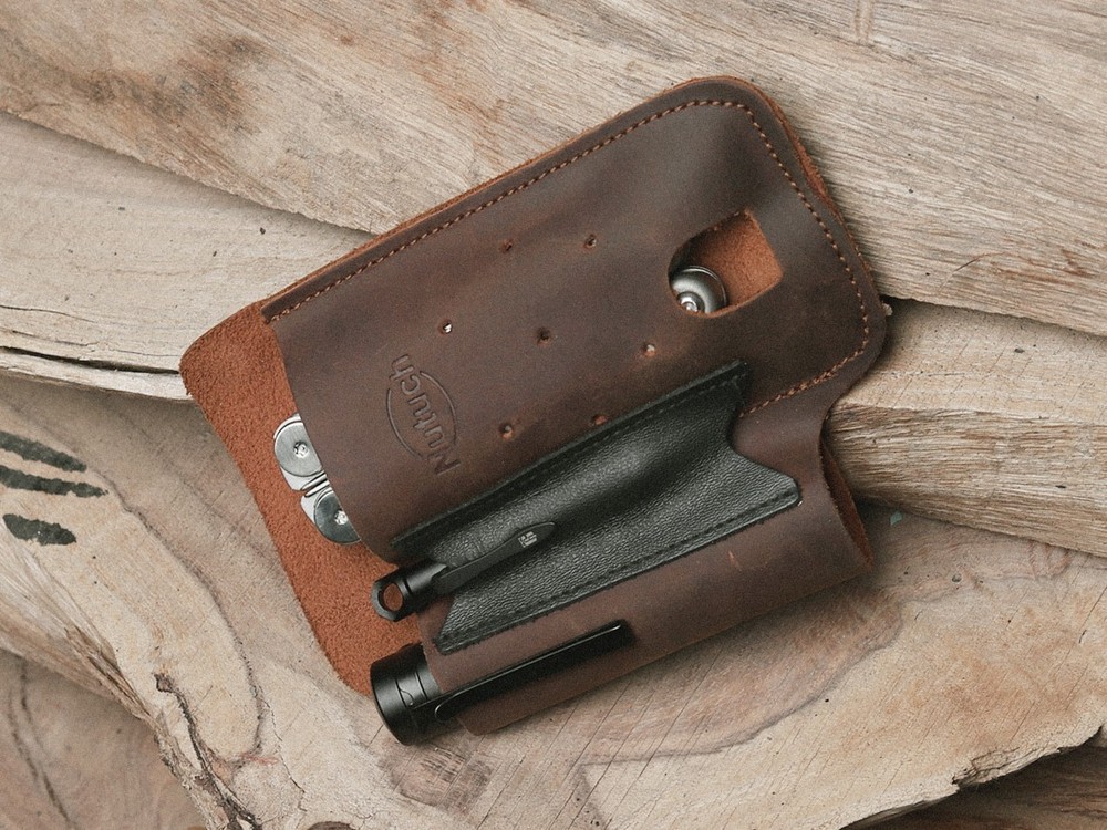 NUTUCH Leather EDC Multitool Sheath | Leather EDC Organizer | Flashlight Holster