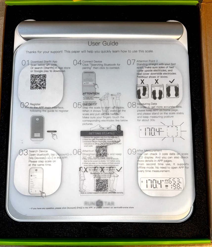 New! RunStar Advanced Body Comp Smart Scale, Full Body Scan 28 Components