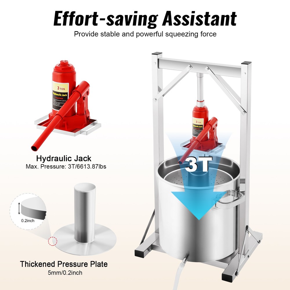 Fruit Press Crusher Grinder Apple Juice Wine Cider & Hydraulic Jack Fruit Press