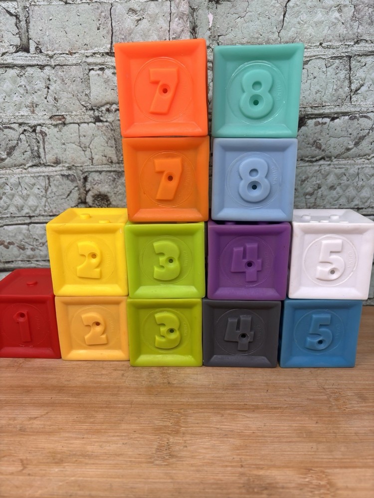 Lot Infantino Squeeze Stack Block Sensory Developmental Animals Colors Numbers
