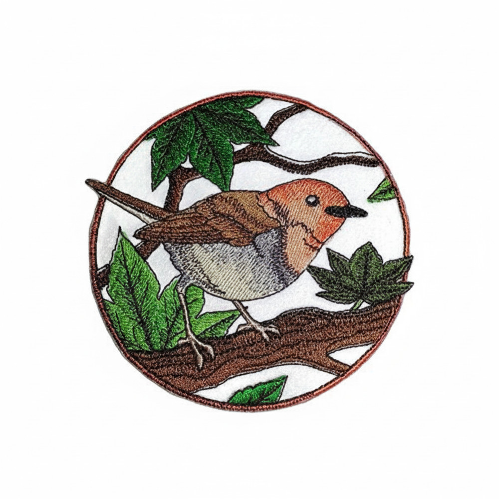 Japanese Robin Embroidered Patch