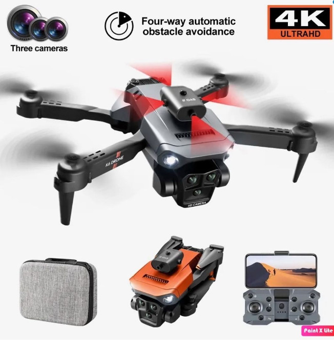 Professional Drones with 3 Cameras HD 4 Way- K6- Max 4K RC