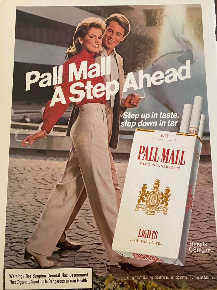 Pall Mall Cigarettes, Lights, Full Page Vintage Print Ad