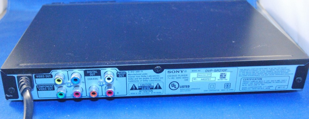Sony DVP-SR210P CD DVD Player TESTED & WORKING No Remote
