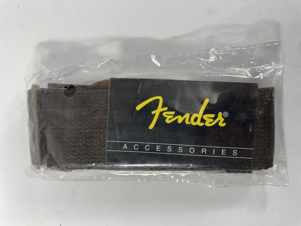 Fender 2" Dark Brown Cloth Guitar Strap with Leather Ends NEW!