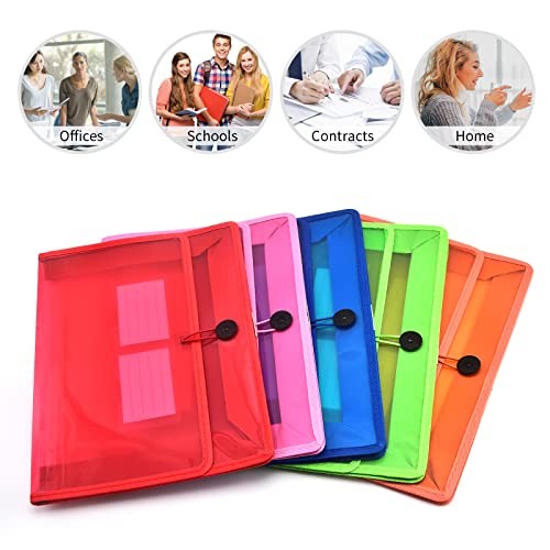 Expanding File Folder Document Organizer with Elastic Cord & Button Colorful