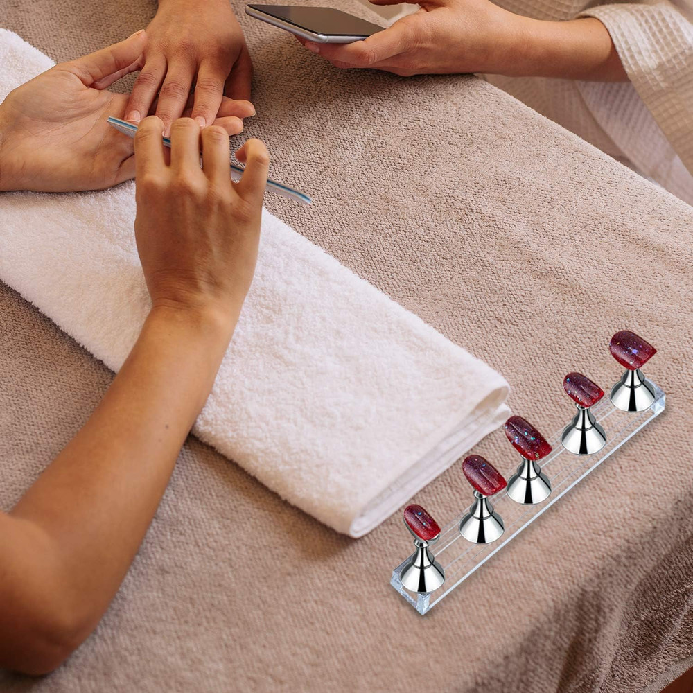 Magnetic Nail Stand Set for Acrylic Display and Practice - Silver