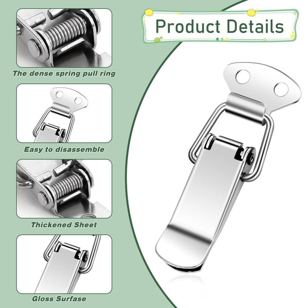 Latch, Stainless Steel Spring Loaded Toggle Latch, Toggle Latch Metal Lock, L...