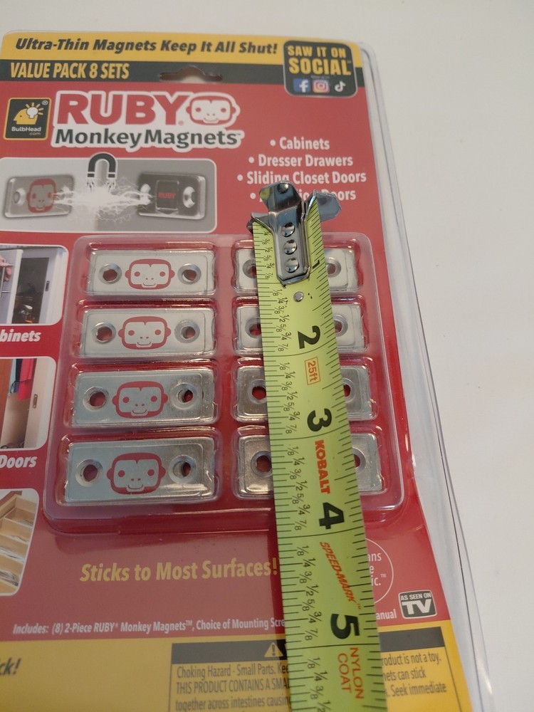 RUBY Monkey Magnets Ultra-Thin Magnetic Plates Keep It All Shut, AS-SEEN-ON-TV